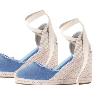 Espadrille Wedge Sandals, Size 6 – Closed Toe Platform, Lace-Up Ankle, Slingback